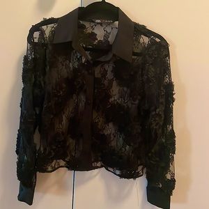 COPY - Size small Zara sheer top with black lace details